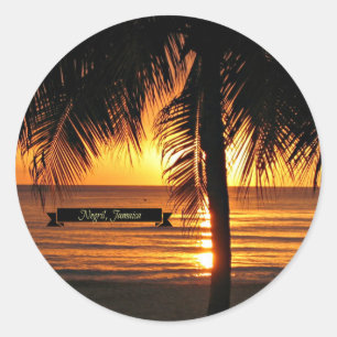 Negril, Jamaica sunset, beautiful photograph, Classic Round Sticker