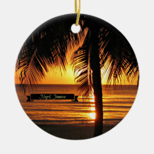Negril, Jamaica sunset Ceramic Tree Decoration