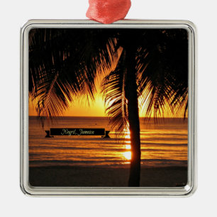 Negril, Jamaica sunset Metal Tree Decoration
