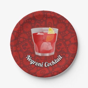 Negroni Cocktail Paper Plate