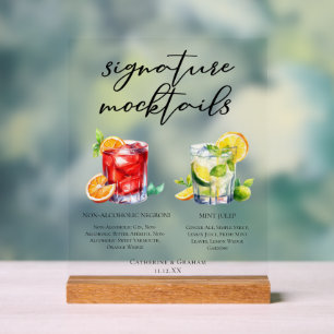Negroni Mint Julep Signature Mocktails Acrylic Sign