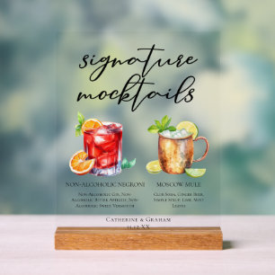 Negroni Moscow Mule Signature Mocktails Acrylic Sign