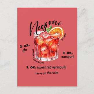 Negroni Recipe Cocktail Bar Kitchen Art Postcard