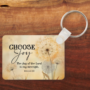 Nehemiah 8:10 Joy of the Lord Bible Dandelion  Key Ring