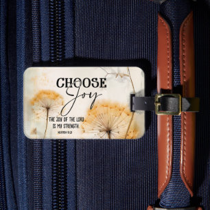 Nehemiah 8:10 Joy of the Lord Bible Dandelion Luggage Tag