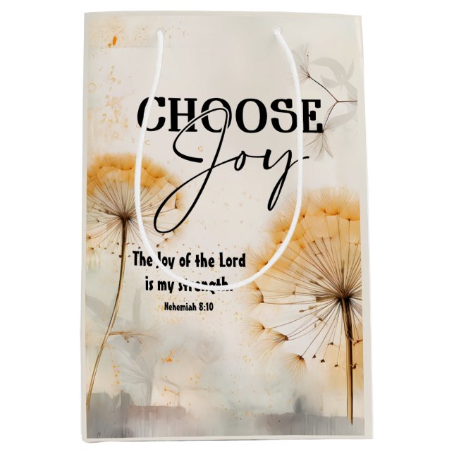 Nehemiah 8:10 Joy of the Lord Bible Dandelion  Medium Gift Bag (Front)