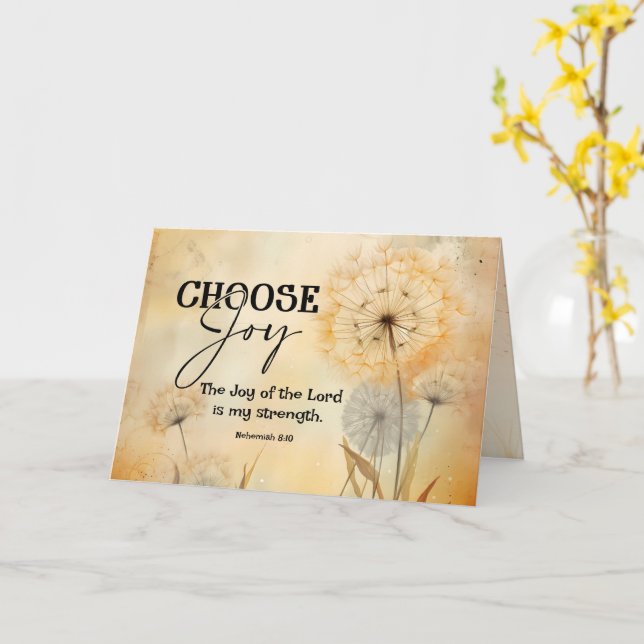 Nehemiah 8:10 Joy of the Lord Bible Verse Flowers Card (Yellow Flower)