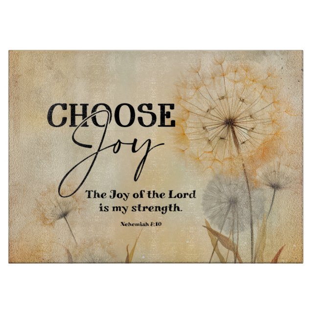 Nehemiah 8:10 Joy of the Lord Bible Verse Flowers Cutting Board (Front)