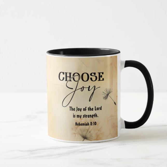 Nehemiah 8:10 Joy of the Lord Bible Verse Flowers  Mug (Right)