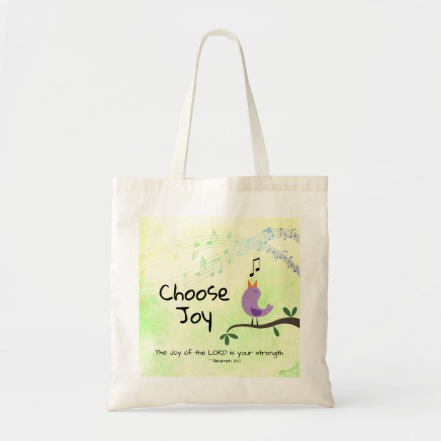 Nehemiah 8:10 Joy of the Lord is Your Strength Tote Bag (Front)