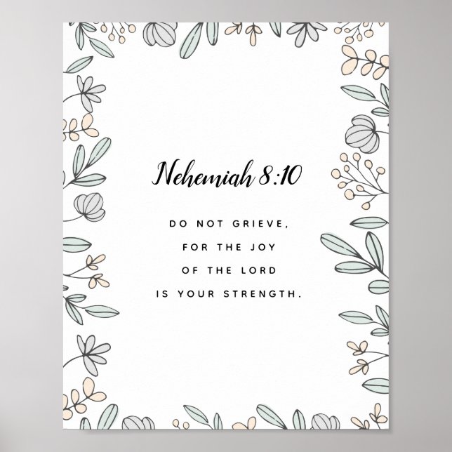 Nehemiah 8:10 Scripture Art Print (Front)