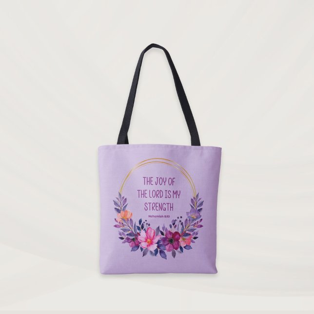 Nehemiah 8:10 The Joy of the Lord, Bible Verse  Tote Bag (Creator Uploaded)