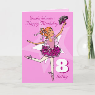 Neice ballerina birthday pink purple age card