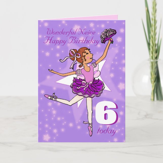 Neice ballerina birthday purple purple age card (Front)
