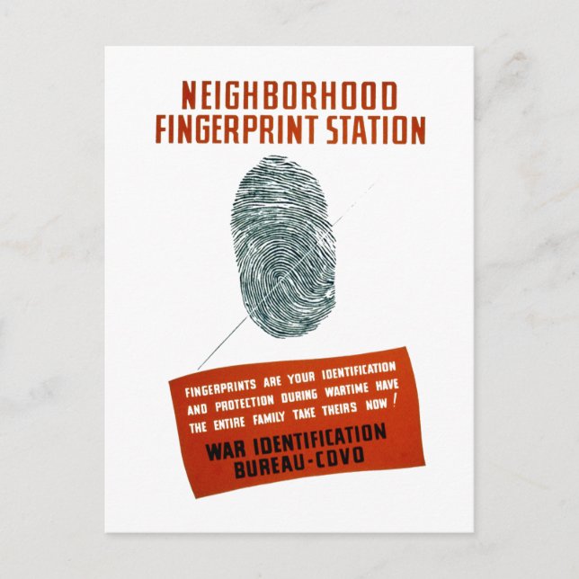 Neigborhood Fingerprint Station Postcard (Front)