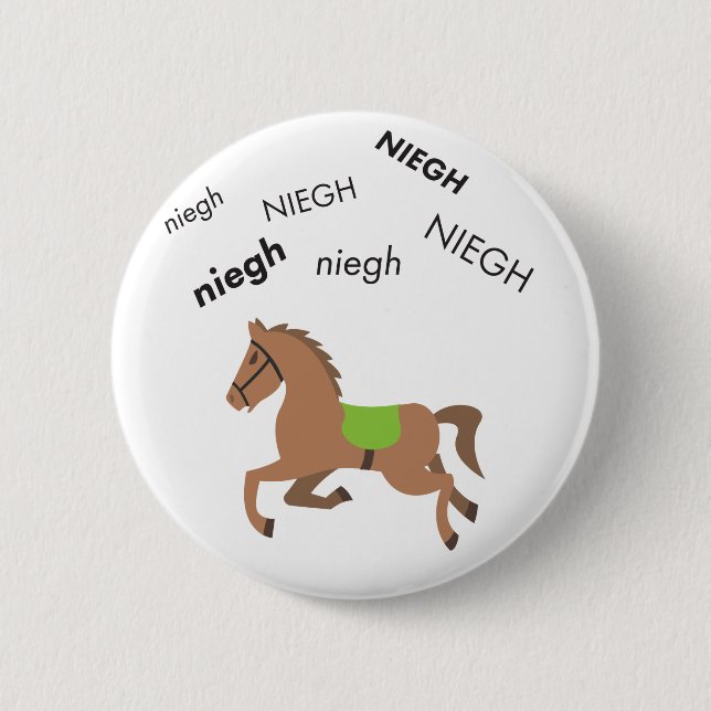 Neigh Horse Cute Emoji 6 Cm Round Badge (Front)
