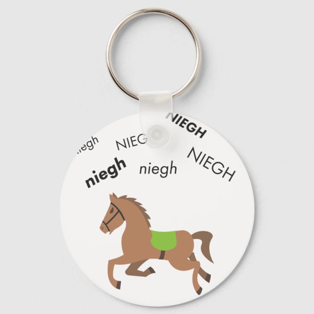 Neigh Horse Cute Emoji Key Ring (Front)