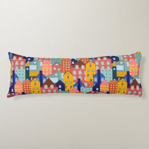 Neighborhood Block City Houses Pattern Body Cushion