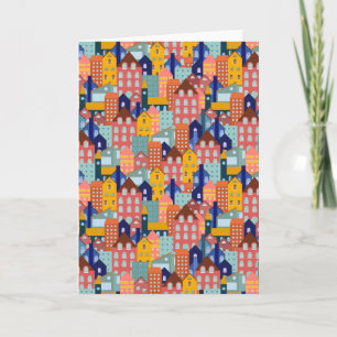 Neighborhood Block City Houses Pattern Card