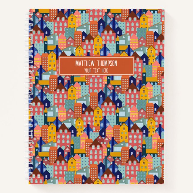 Neighborhood Block City Houses Pattern Notebook (Front)
