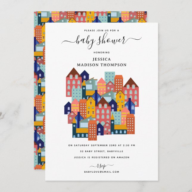 Neighborhood House Baby Shower Invitation (Front/Back)