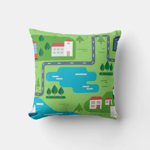 Neighborhood Illustration Roadmap Illustration Cushion
