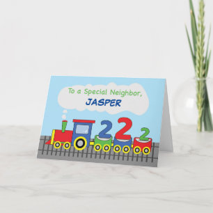 Neighbour 2nd Birthday Colourful Train on Track Card