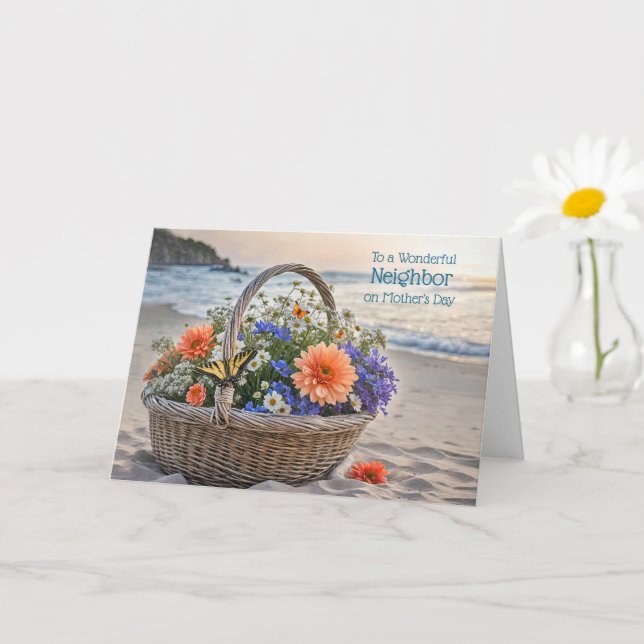 Neighbour Happy Mothers Day with Basket of Flowers Card (Small Plant)