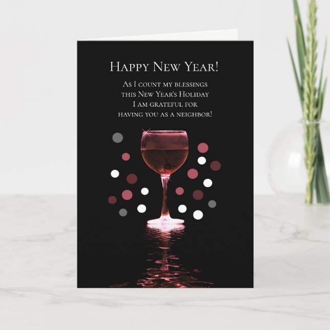 Neighbour Happy New Year Funny Wine Card (Front)