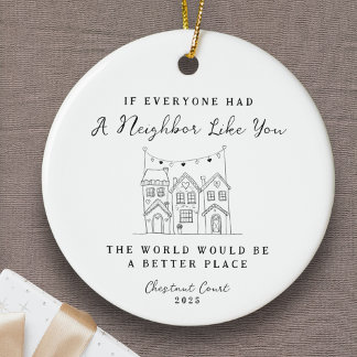 "Neighbour Like You" Personalised Custom Message Ceramic Tree Decoration