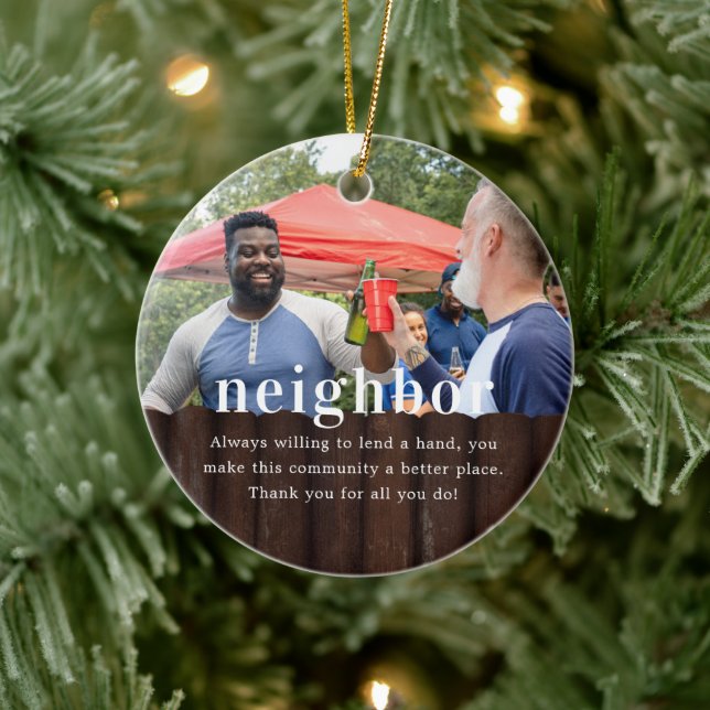 Neighbour | Sentimental Photo Keepsake Christmas Ceramic Tree Decoration (Tree)