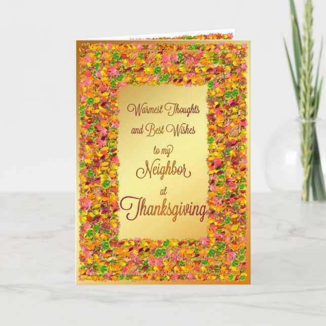 Neighbour, Thanksgiving, fall leaves Holiday Card (Front)