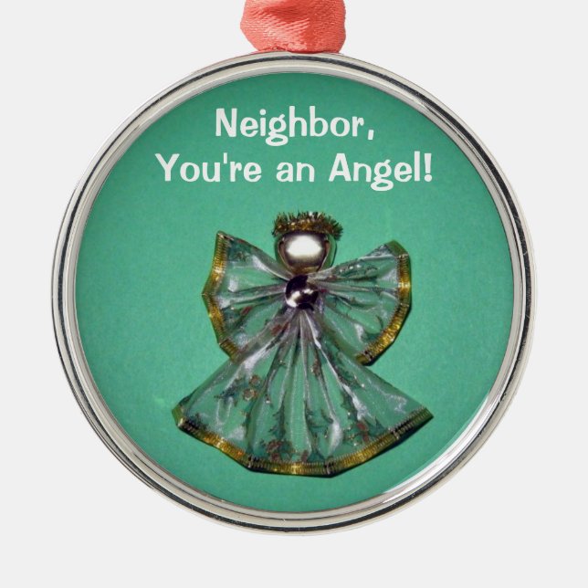 Neighbour,, You're an Angel! Metal Tree Decoration (Front)
