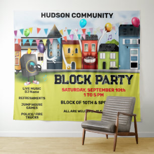 Neighbourhood Block Party Banner Backdrop Tapestry