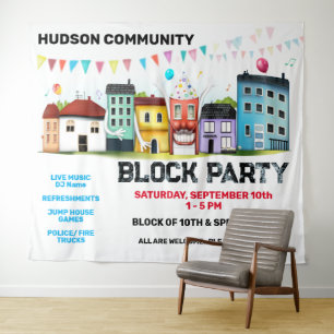 Neighbourhood Block Party Banner Backdrop Tapestry