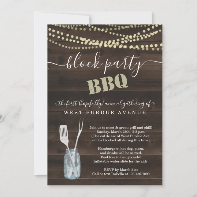 Neighbourhood Block Party BBQ Invitation (Front)