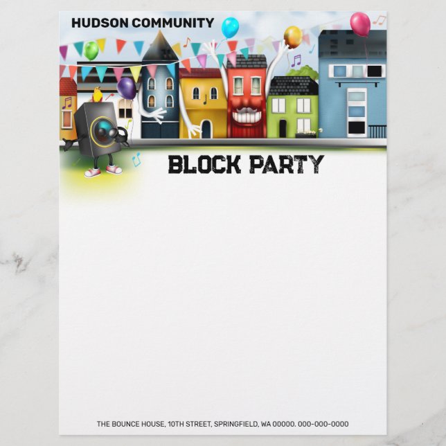 Neighbourhood Block Party Custom Letterhead (Front)