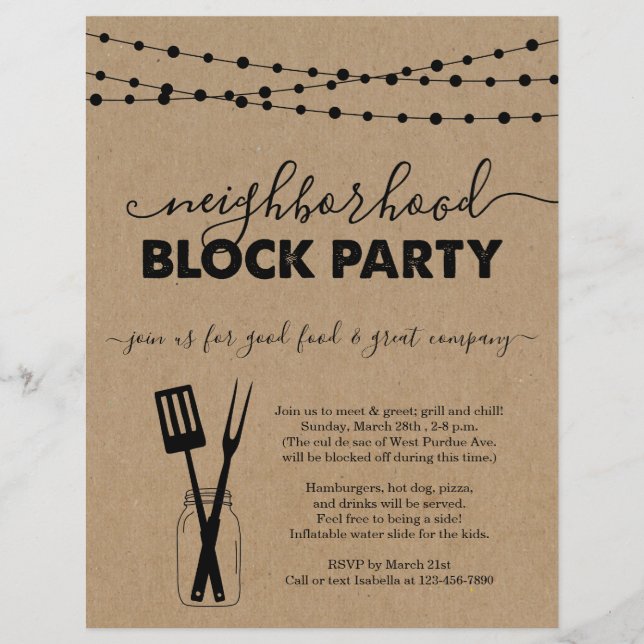 Neighbourhood Block Party Invitation Flyer (Front)