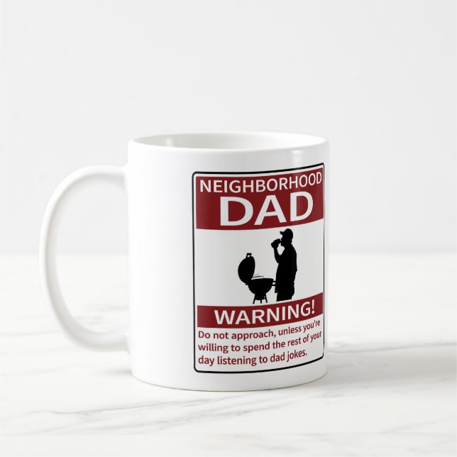 Neighbourhood Dad Warning Red Grill Coffee Mug (Left)