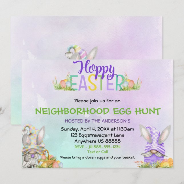 Neighbourhood Easter Egg Hunt Invitation (Front/Back)