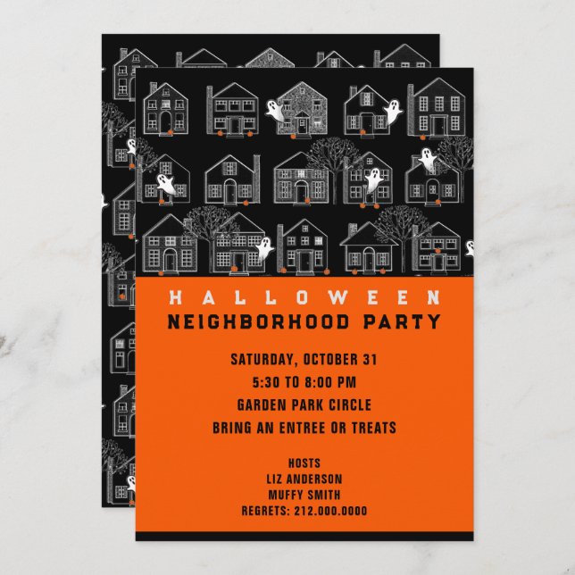 Neighbourhood Halloween Party Invitation (Front/Back)