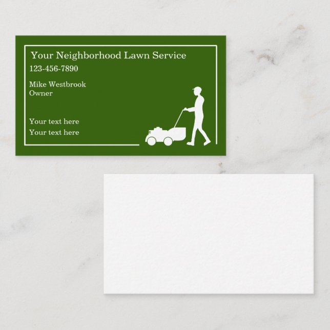 Neighbourhood Lawn Service Simple Business Card (Front/Back)