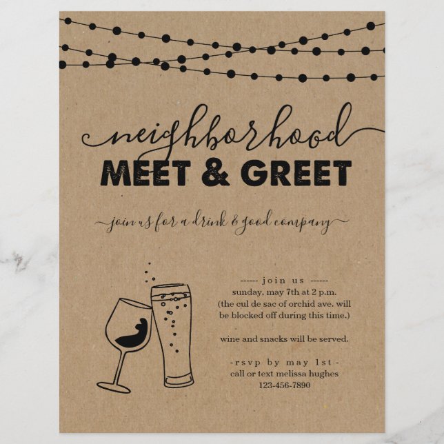 Neighbourhood Meet and Greet Party Invitation Flye Flyer (Front)