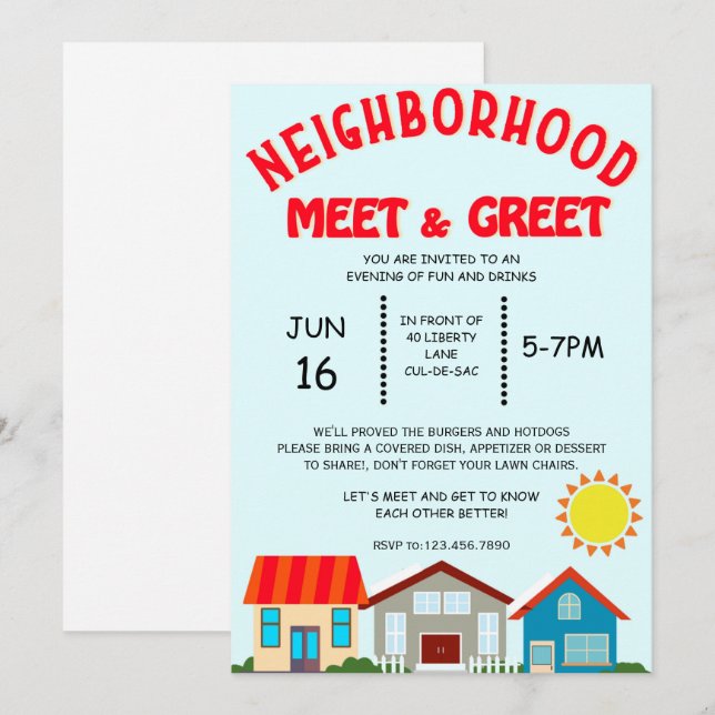 Neighbourhood Meet & Greet Invitation (Front/Back)