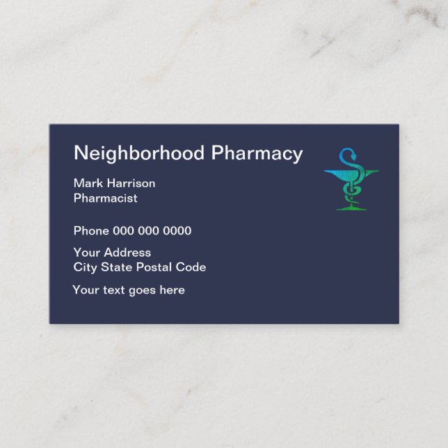 Neighbourhood Pharmacy And Pharmacist Business Card (Front)
