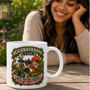Neighbourhood Watch Funny Squirrel Birdwatching  Coffee Mug