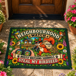 Neighbourhood Watch Funny Squirrel Birdwatching Doormat