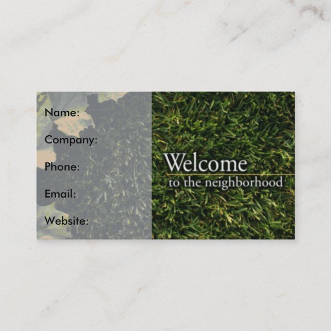 Neighbourhood Welcome Green Lawn Real Estate Business Card (Front)