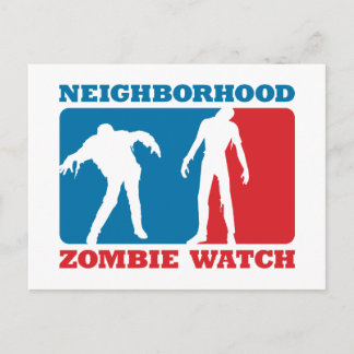 Neighbourhood Zombie Watch - Red and Blue Postcard