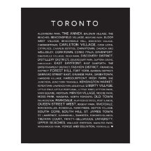 Neighbourhoods of Toronto Poster - black and white
